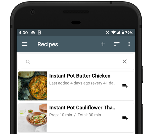 Recipe database